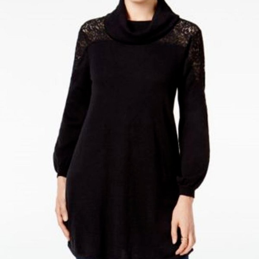 Style & Co. Cowl-Neck Lace-Yoke Sweater, Size XS Retail $59.50
